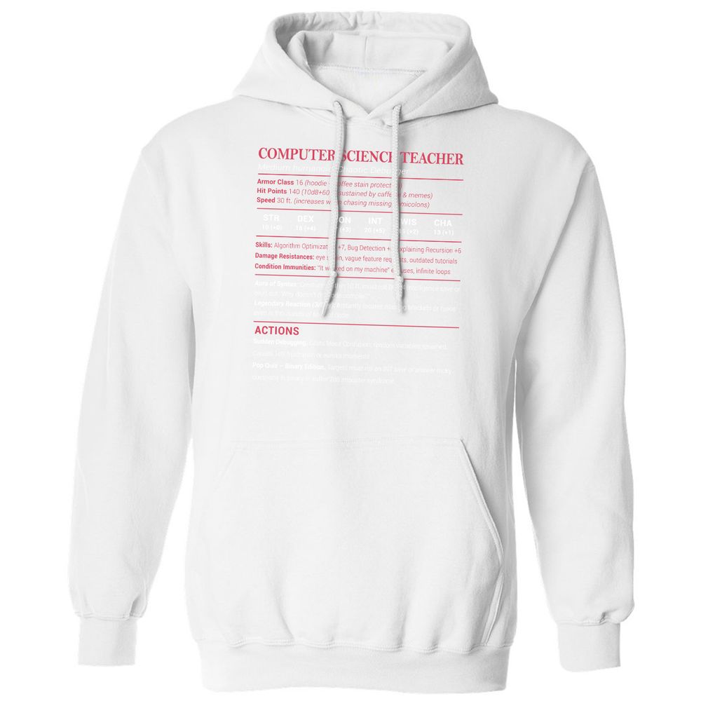 Computer Science Teacher Classic Unisex Hoodie - White - 11