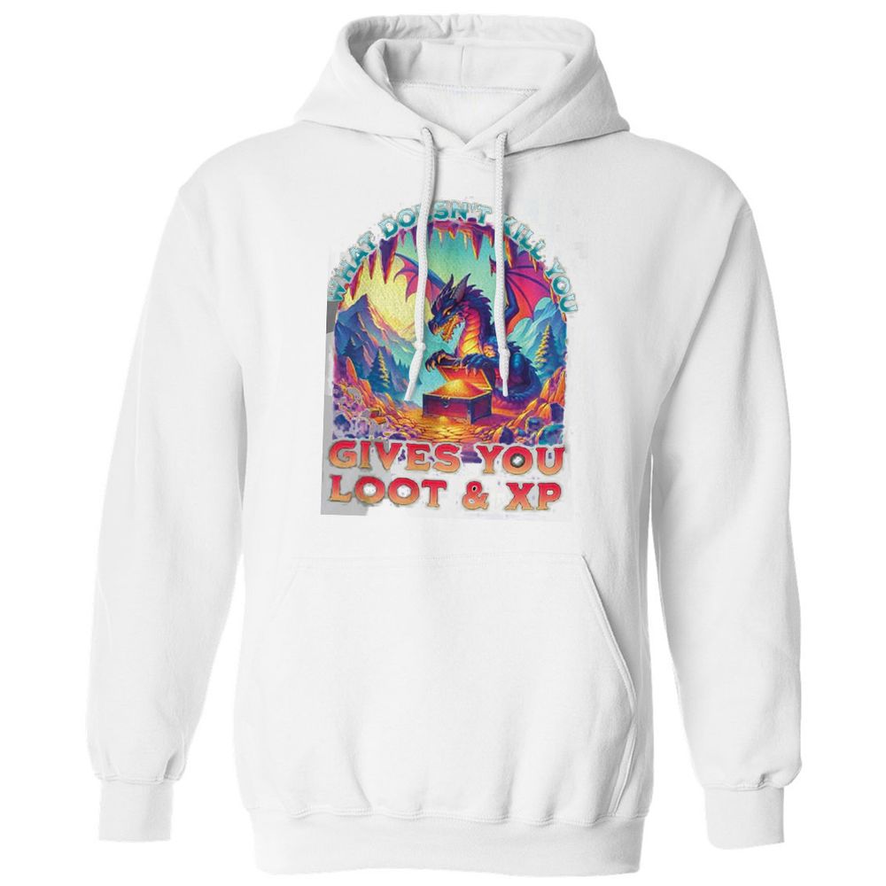 What Doesn't Kill You Give You Loot & XP Classic Unisex Hoodie - White - 11