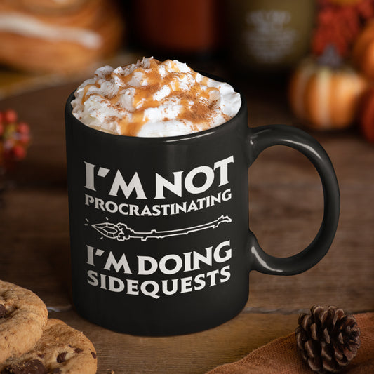 Doing Sidequest Black Ceramic Mug