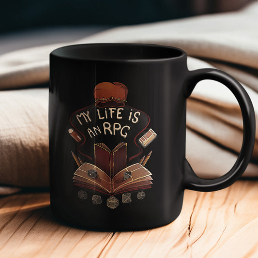 My Life is A RPG Black Ceramic Mug