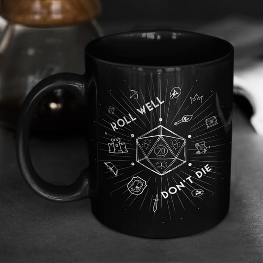 Roll Well Black Ceramic Mug