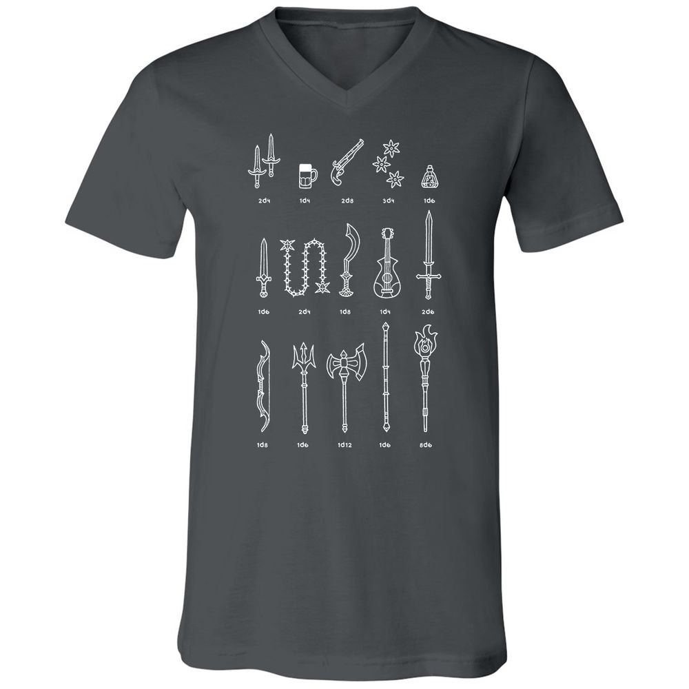 Damage Dealer RPG Unisex V-Neck T-Shirt - Asphalt - 12