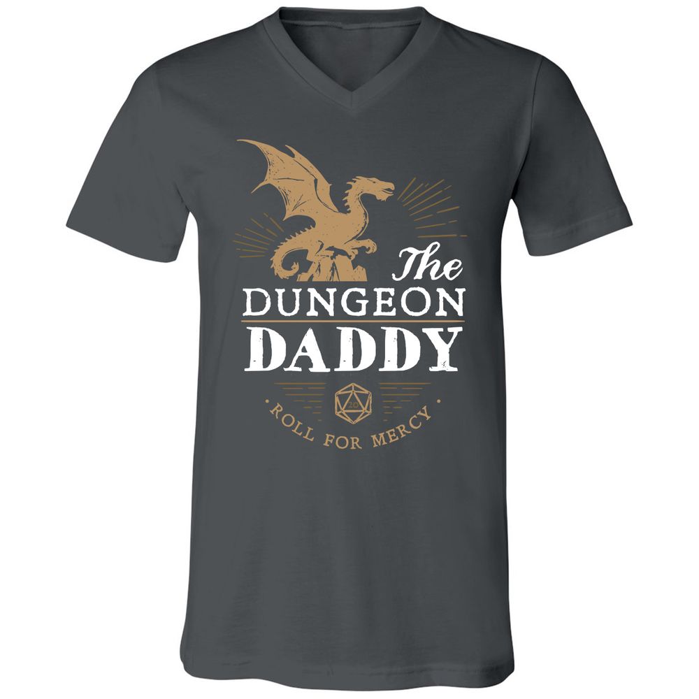Dungeon Daddy Roll For Mercy Unisex V-Neck T-Shirt - Asphalt - 12