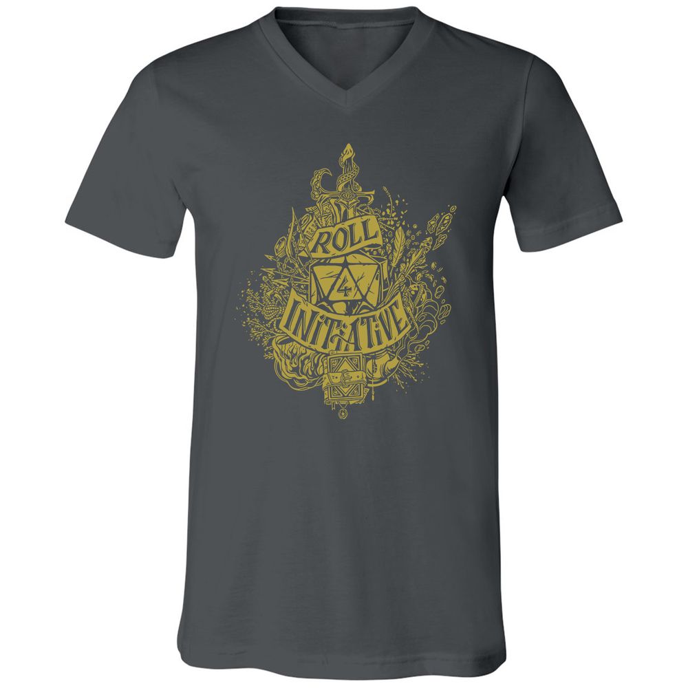 Roll Initiative Unisex V-Neck T-Shirt - Asphalt - 12