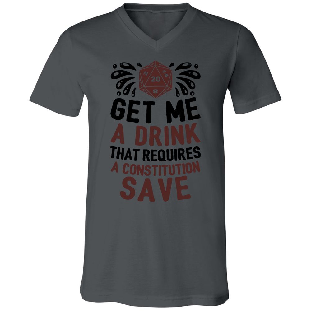 Get Me A Drink Unisex V-Neck T-Shirt - Asphalt - 12