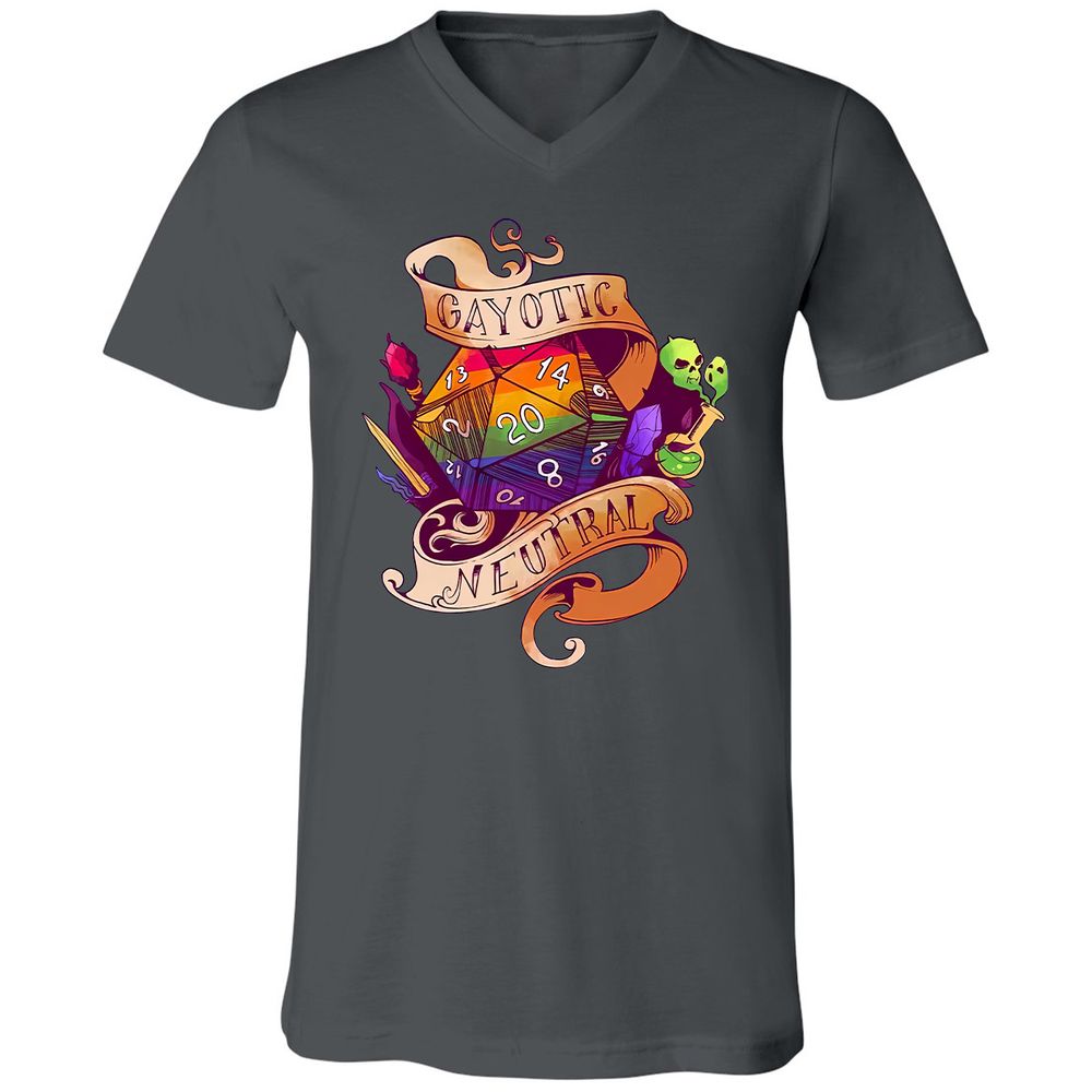 Gayotic Neutral Unisex V-Neck T-Shirt - Asphalt - 12