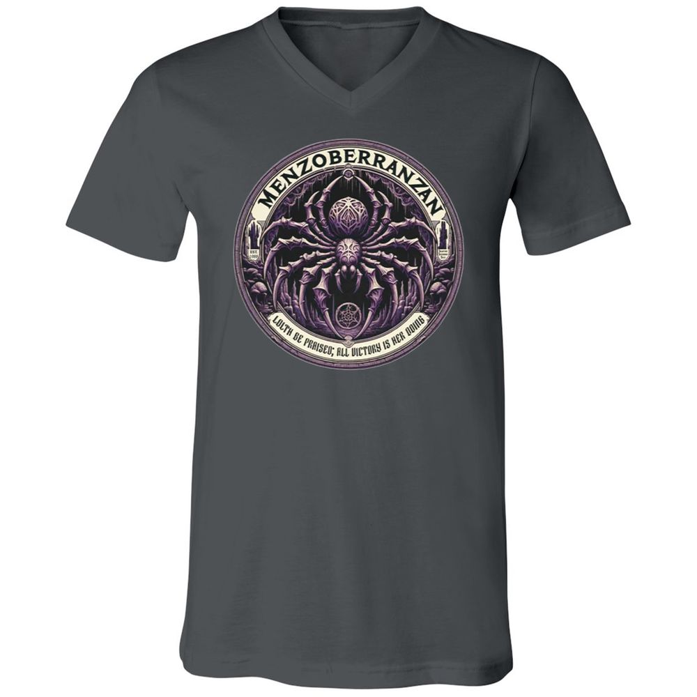 Menzoberranzan Lolth Be Praised Unisex V-Neck T-Shirt - Asphalt - 12