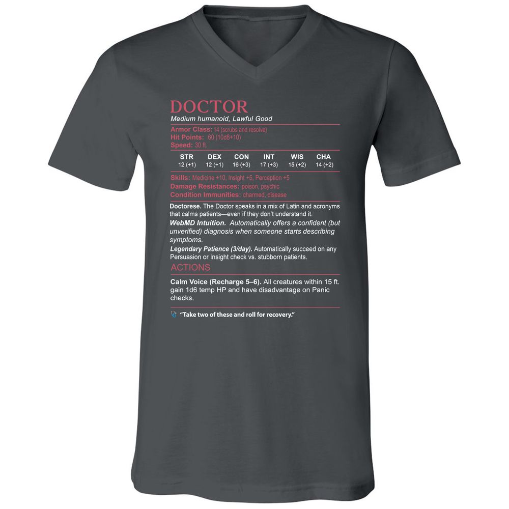 Doctor Stats Unisex V-Neck T-Shirt - Asphalt - 12