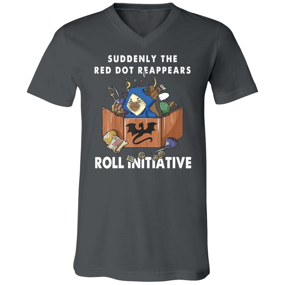 Suddenly The Red Dot Reappears Roll Initiative Unisex V-Neck T-Shirt - Asphalt - 12