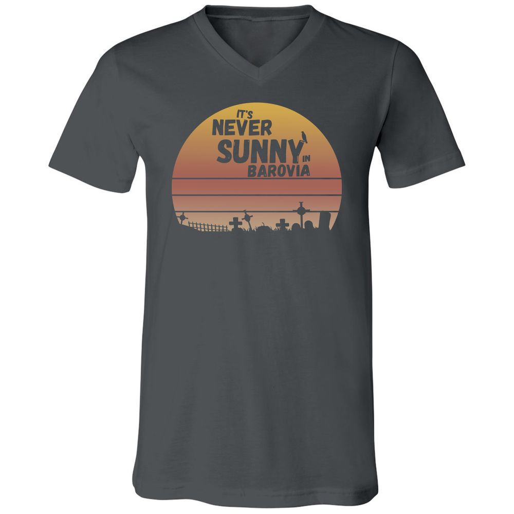 Vintage It's Never Sunny In Barovia Unisex V-Neck T-Shirt - Asphalt - 12