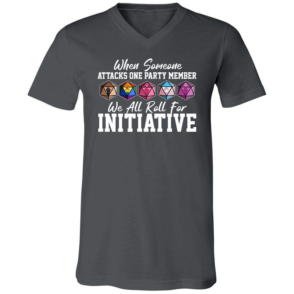 LGBT Roll For Initiative Unisex V-Neck T-Shirt - Asphalt - 12