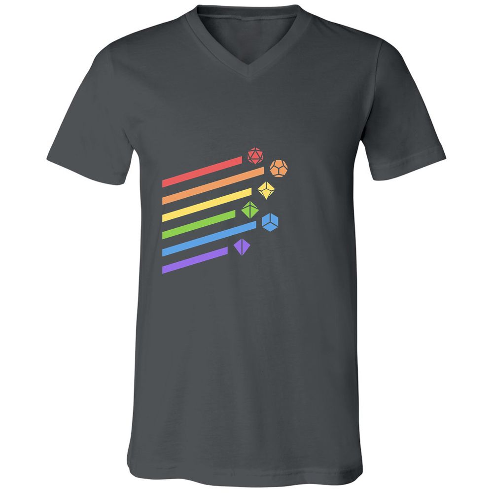 Rainbow Dice Set Unisex V-Neck T-Shirt - Asphalt - 12