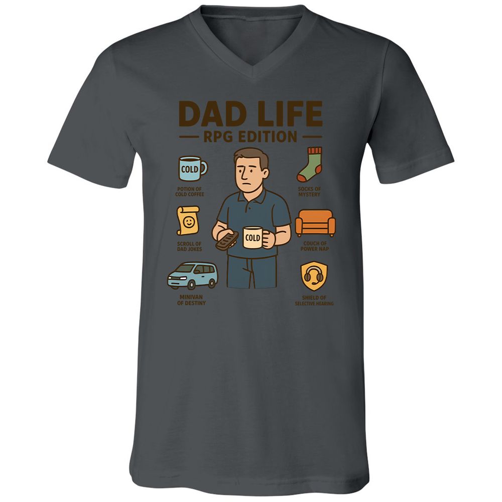 Dad Life RPG Edition Unisex V-Neck T-Shirt - Asphalt - 12