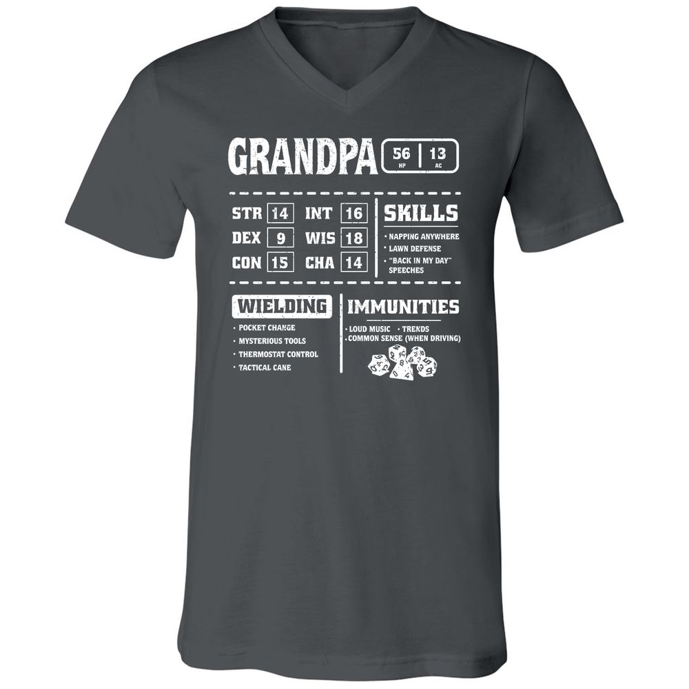 Grandpa Stats 2 Unisex V-Neck T-Shirt - Asphalt - 12