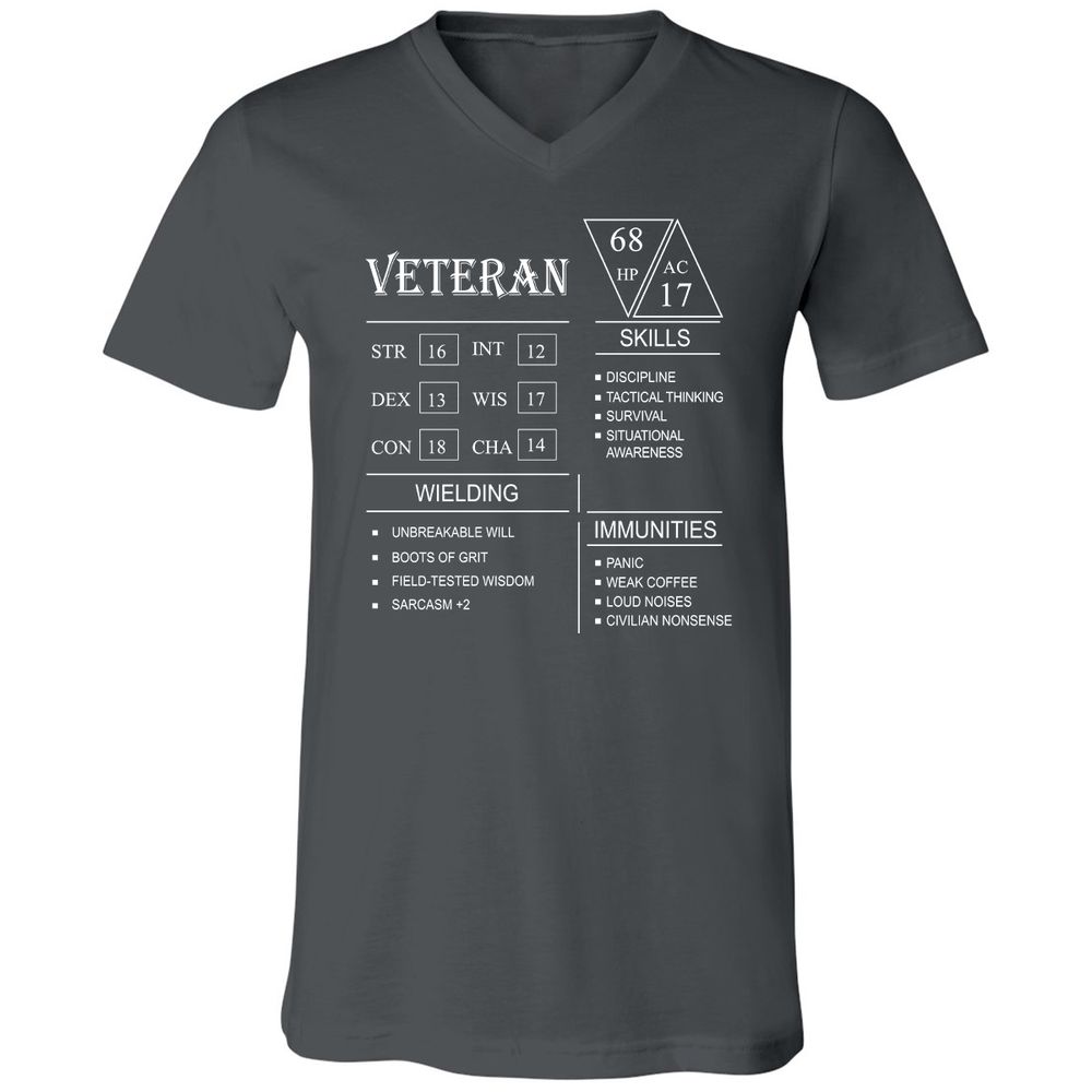 Veteran New Unisex V-Neck T-Shirt - Asphalt - 12