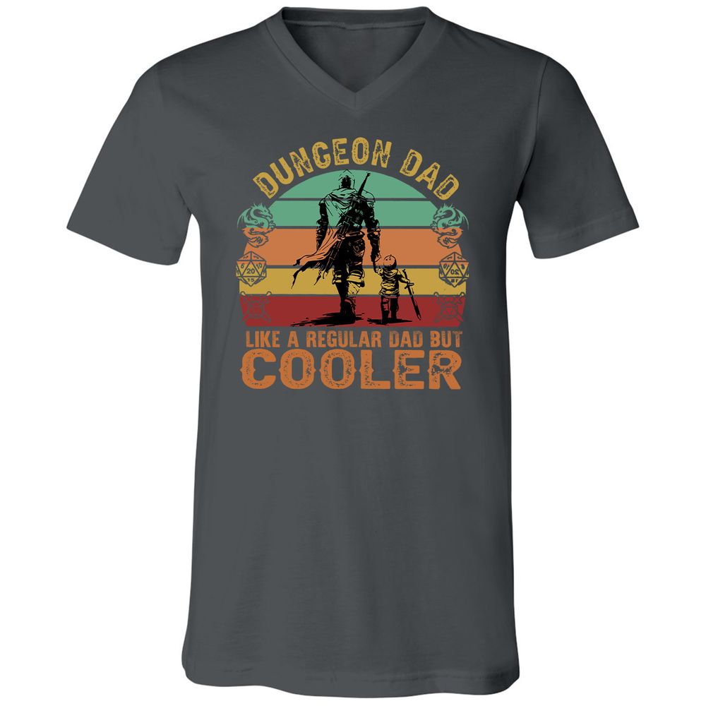 Dungeon Dad Like A Regular Dad Unisex V-Neck T-Shirt - Asphalt - 12