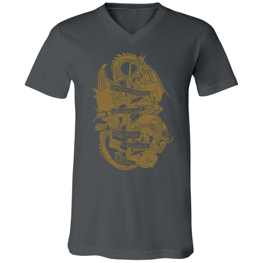 Dungeon Master Dragon Unisex V-Neck T-Shirt - Asphalt - 12