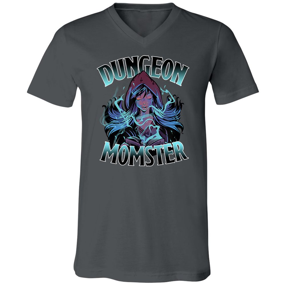 Dungeon Momster Unisex V-Neck T-Shirt - Asphalt - 12