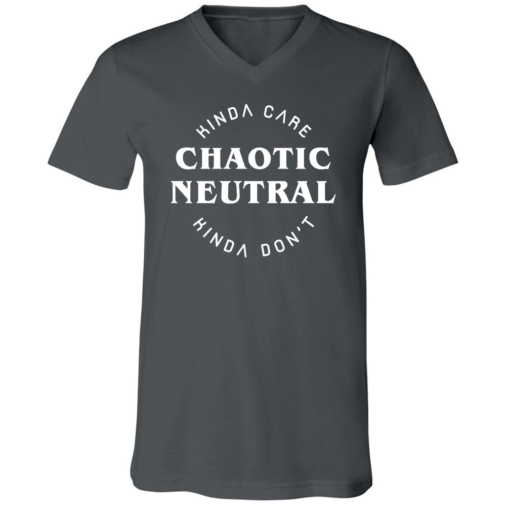 Chaotic Neutral Unisex V-Neck T-Shirt - Asphalt - 12