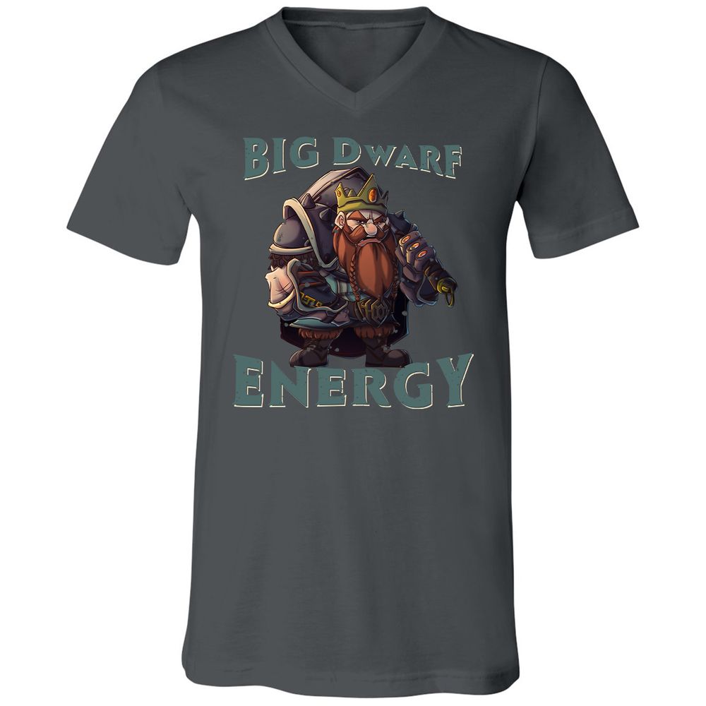 Big Dwarf Energy Unisex V-Neck T-Shirt - Asphalt - 12