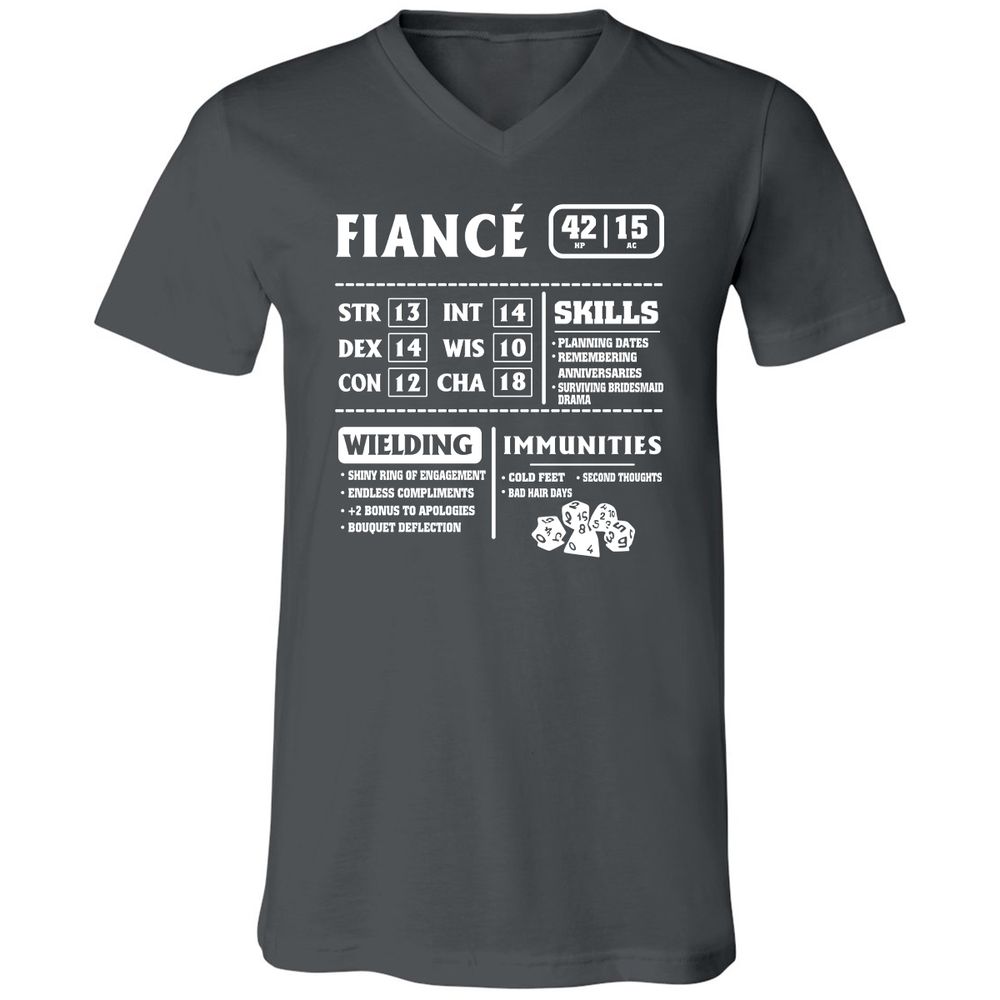 Fiance Stats Unisex V-Neck T-Shirt - Asphalt - 12