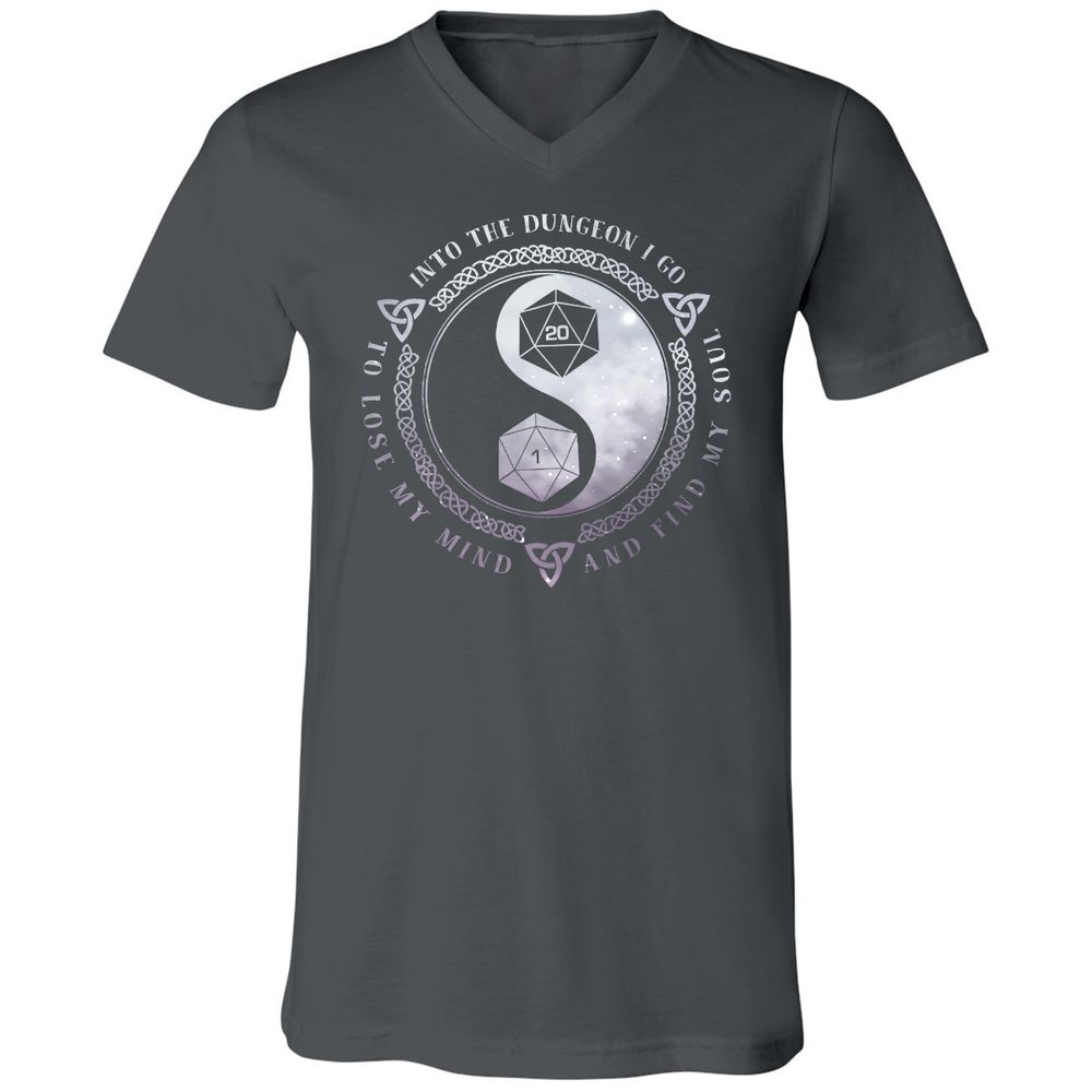 Into The Dungeon I Go Unisex V-Neck T-Shirt - Asphalt - 12