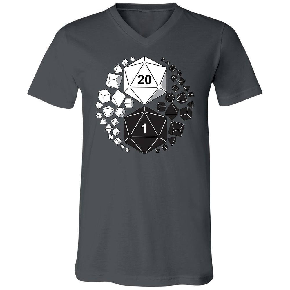 Gaming Yin Yang Unisex V-Neck T-Shirt - Asphalt - 12