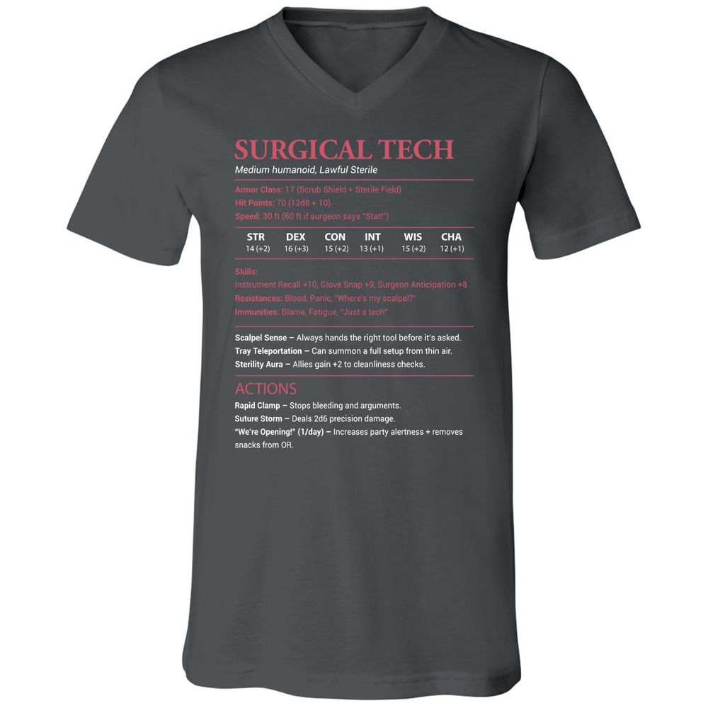 Surgical Tech Unisex V-Neck T-Shirt - Asphalt - 12