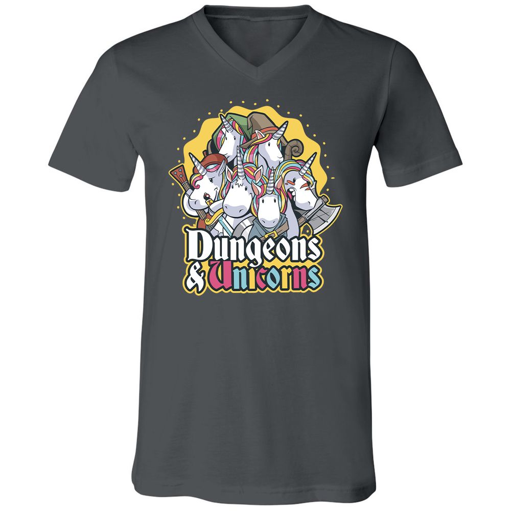 Dungeons And Unicorns Unisex V-Neck T-Shirt - Asphalt - 12