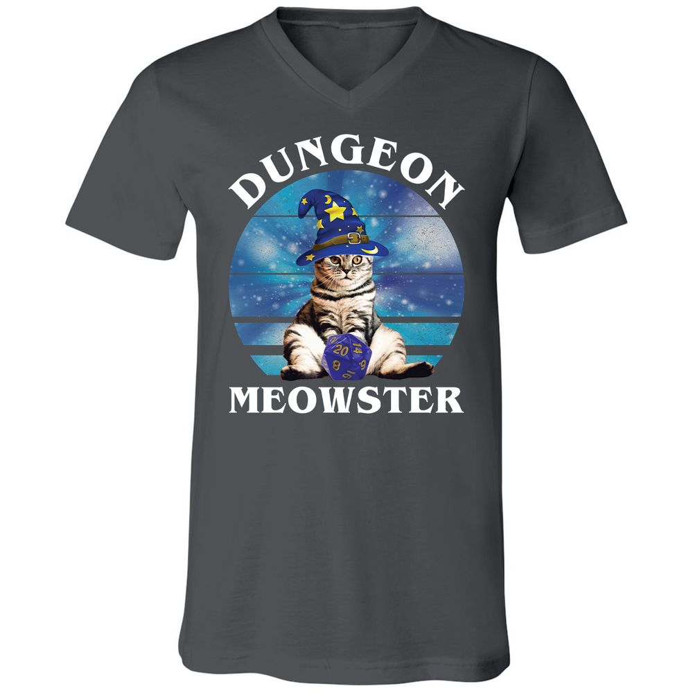 Dungeon Meowster Vintage Unisex V-Neck T-Shirt - Asphalt - 12