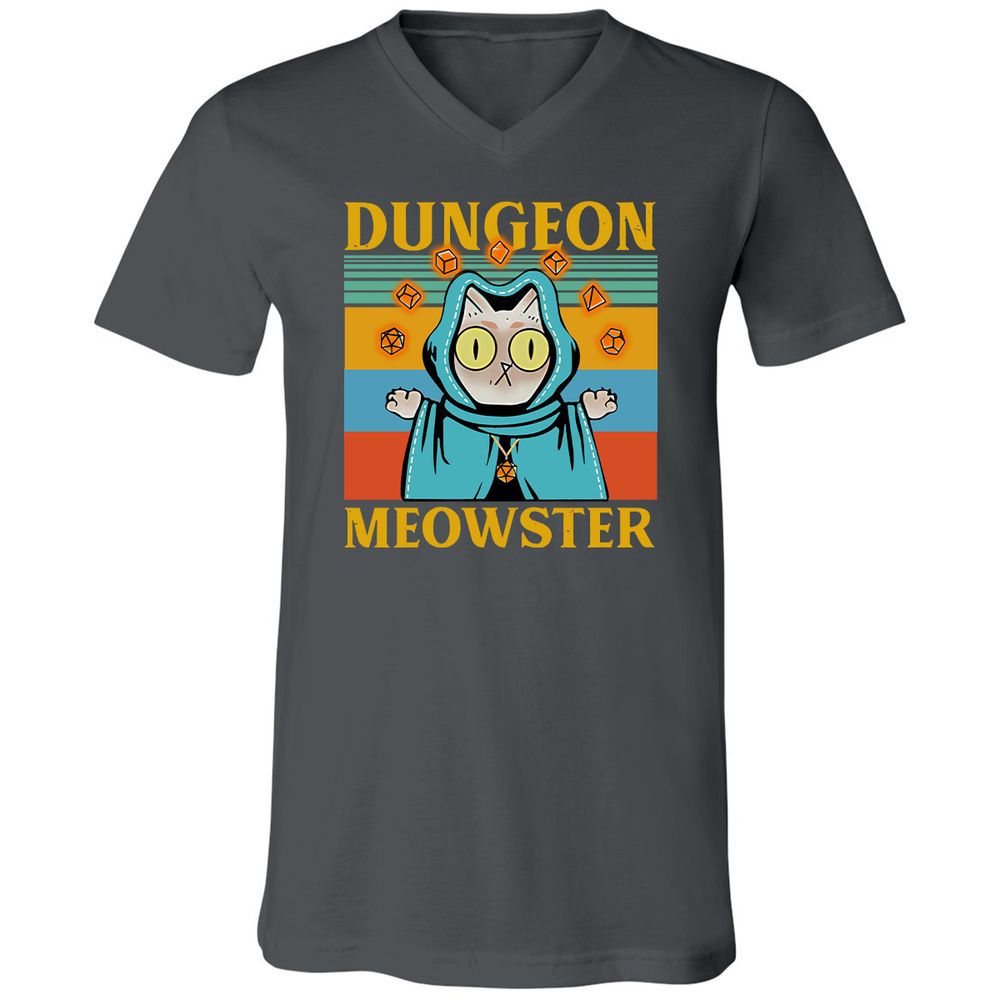 Dungeon Meowster Unisex V-Neck T-Shirt - Asphalt - 12