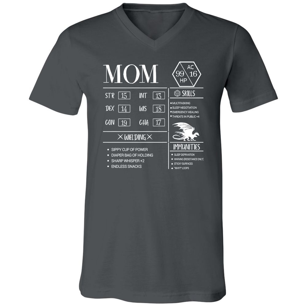 Mom New Unisex V-Neck T-Shirt - Asphalt - 12