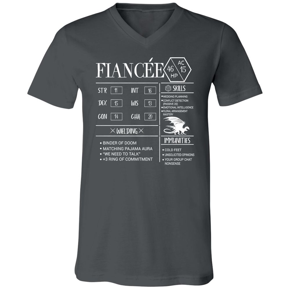 Fiancee Stats Unisex V-Neck T-Shirt - Asphalt - 12