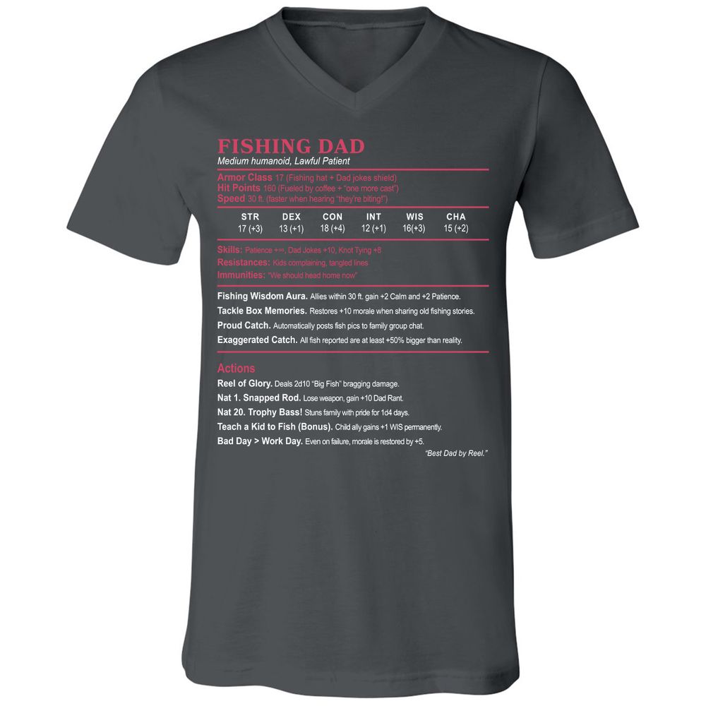 FISHING DAD Unisex V-Neck T-Shirt - Asphalt - 12