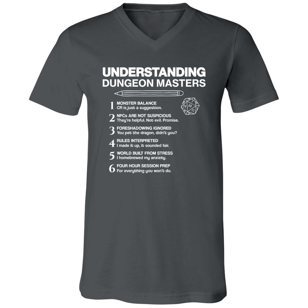 Understanding Dungeon Masters Unisex V-Neck T-Shirt - Asphalt - 12