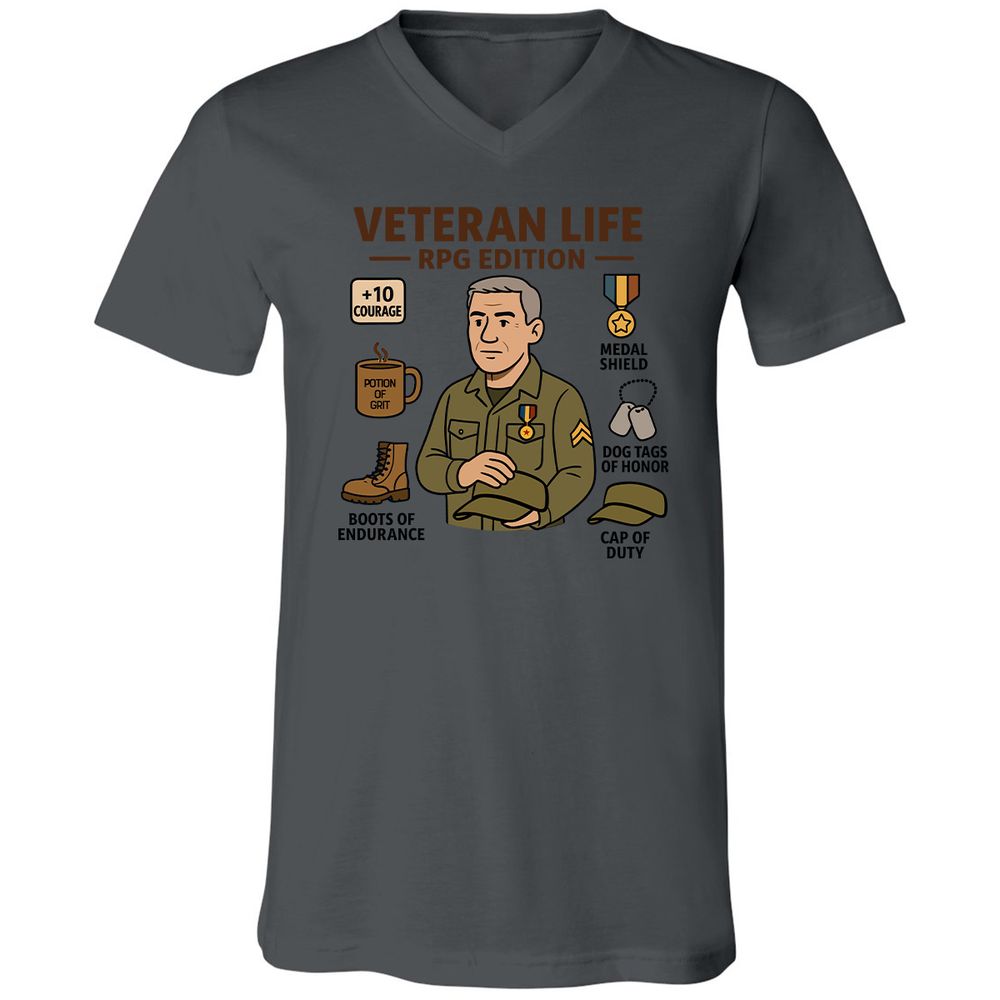 Veteran Life RPG Edition Unisex V-Neck T-Shirt - Asphalt - 12