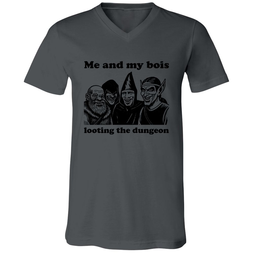 Me and my bois looting the dungeon Unisex V-Neck T-Shirt - Asphalt - 12