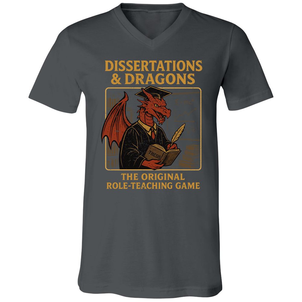 Disserations & Dragons Unisex V-Neck T-Shirt - Asphalt - 12