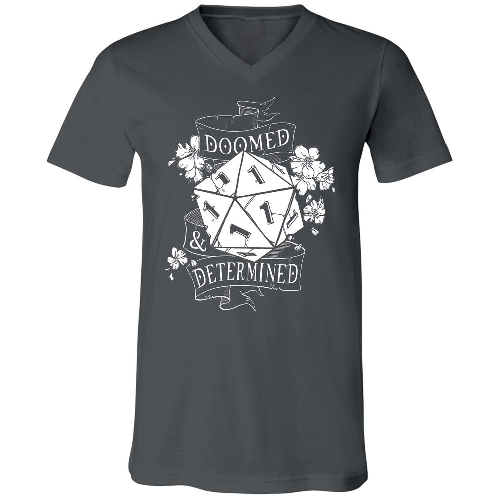 Doomed Determined Unisex V-Neck T-Shirt - Asphalt - 12