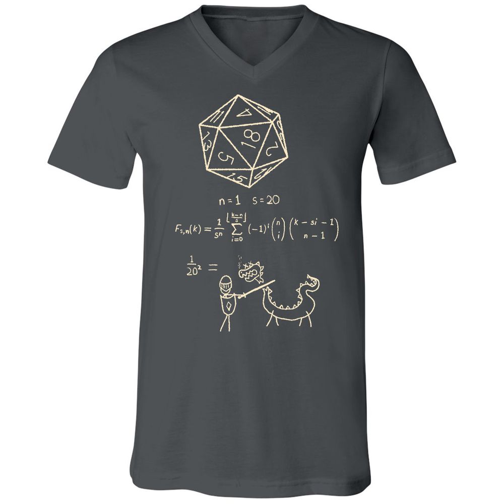 Science Of20 Sided Dice Unisex V-Neck T-Shirt - Asphalt - 12