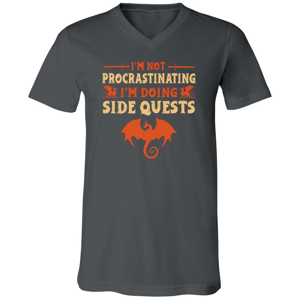 I'm Doing Side Quests Unisex V-Neck T-Shirt - Asphalt - 12