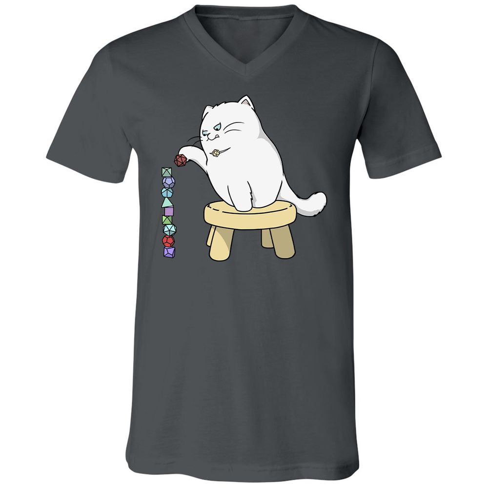 Cat Stacking Dice Unisex V-Neck T-Shirt - Asphalt - 12