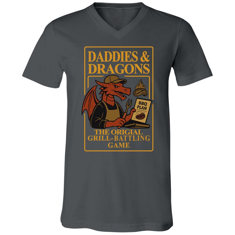 Daddies & Dragons Unisex V-Neck T-Shirt - Asphalt - 12