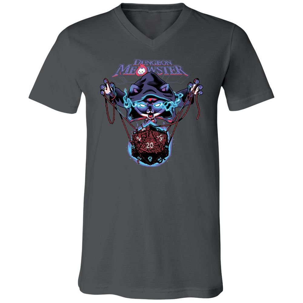 Dungeon Meowster Unisex V-Neck T-Shirt - Asphalt - 12