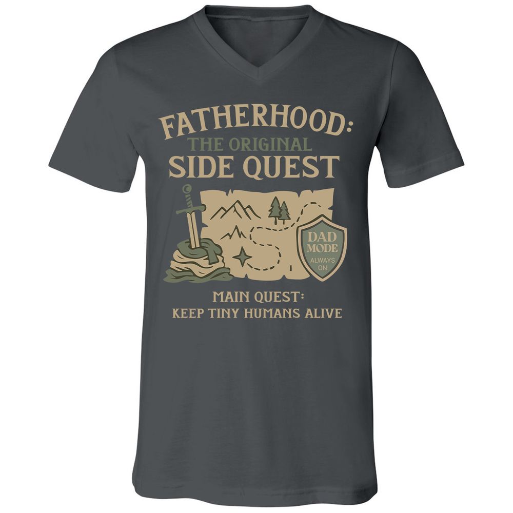 Fatherhood The Original Side Quest Unisex V-Neck T-Shirt - Asphalt - 12