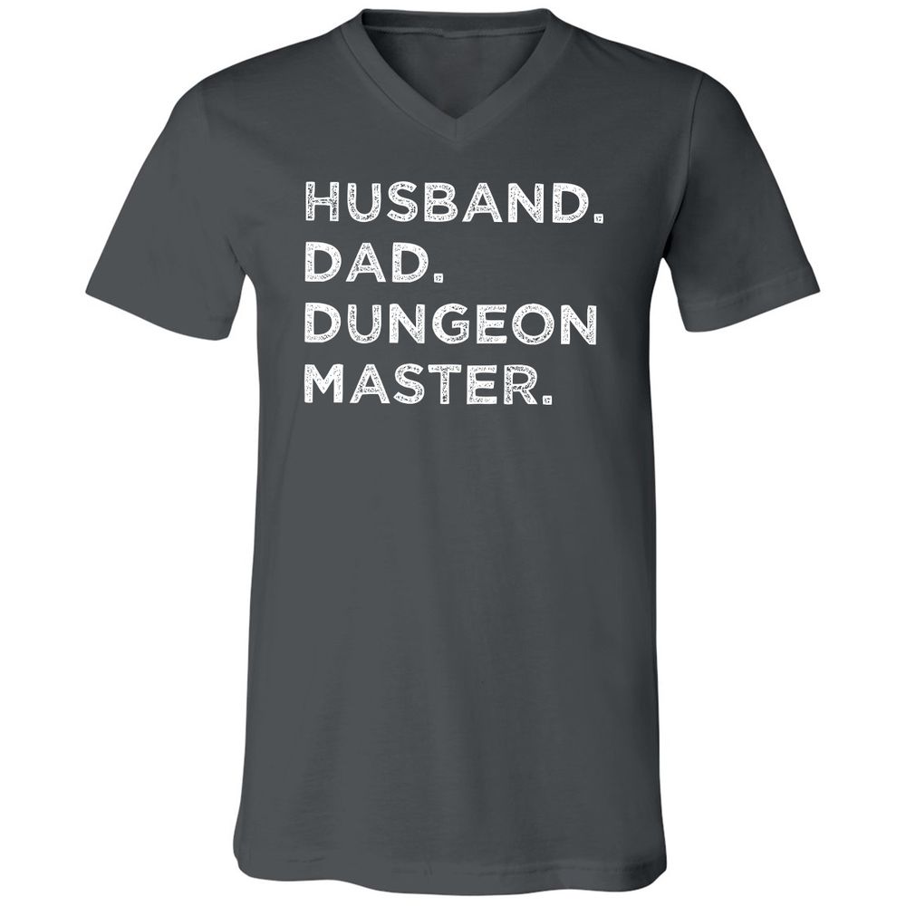 Husband Dad Dungeon Master Unisex V-Neck T-Shirt - Asphalt - 12