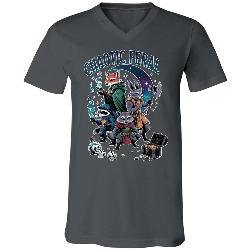 Chaotic Feral Unisex V-Neck T-Shirt - Asphalt - 12