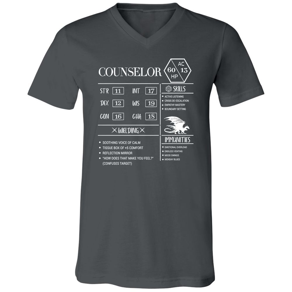 Counselor New Unisex V-Neck T-Shirt - Asphalt - 12