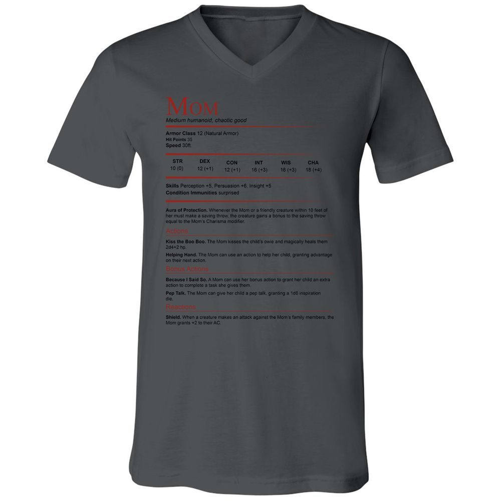 Mom Stats Unisex V-Neck T-Shirt - Asphalt - 12