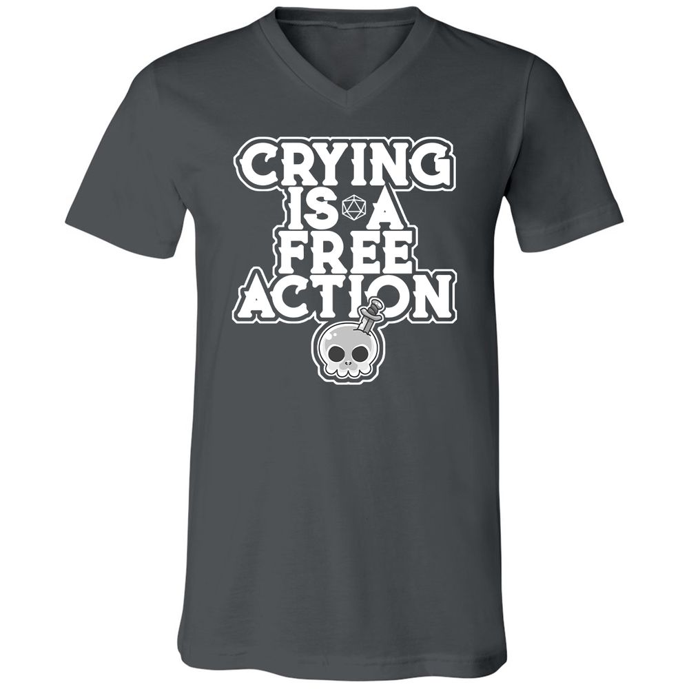 Crying Is A Free Action Unisex V-Neck T-Shirt - Asphalt - 12